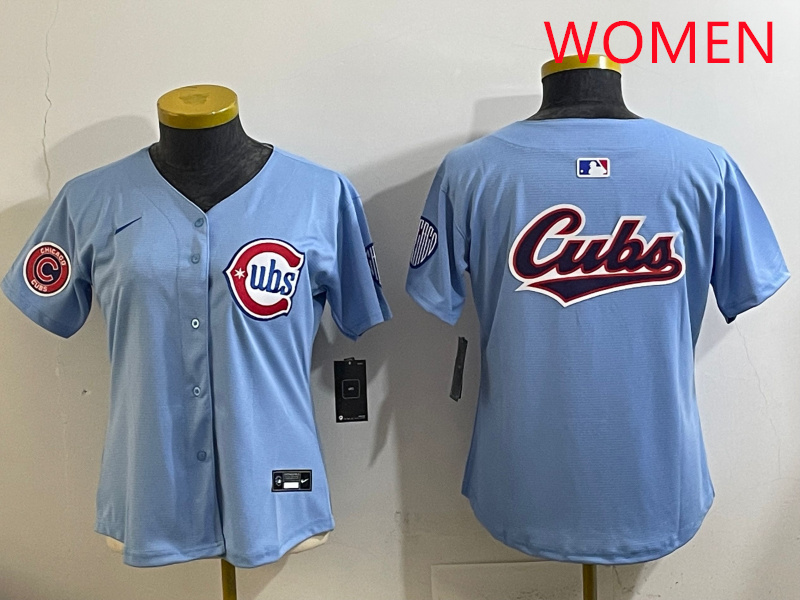 Women 2025 Chicago Cubs blank Blue Game Nike MLB Jersey style 4